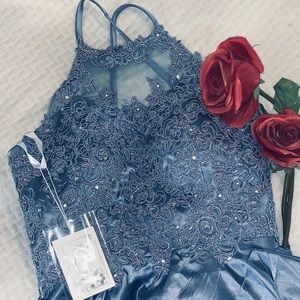 Blue Satin Dress with tulle skirt, NWT, size 0